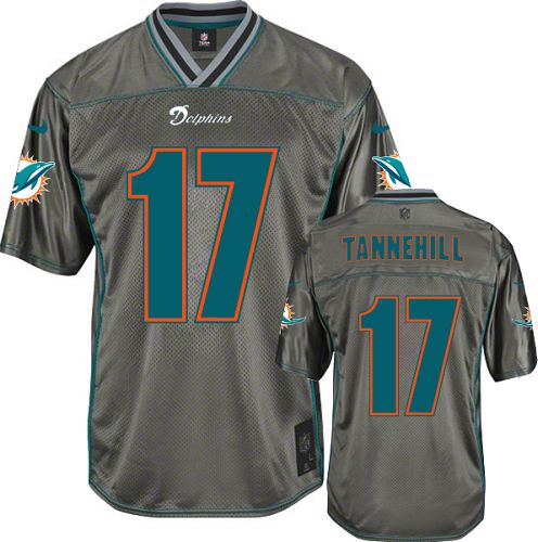 Men's Elite Ryan Tannehill Nike Jersey Grey - #17 Vapor NFL Miami Dolphins